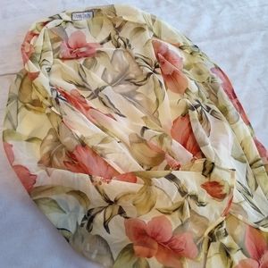 FLORAL PEACH OLIVE SCARF